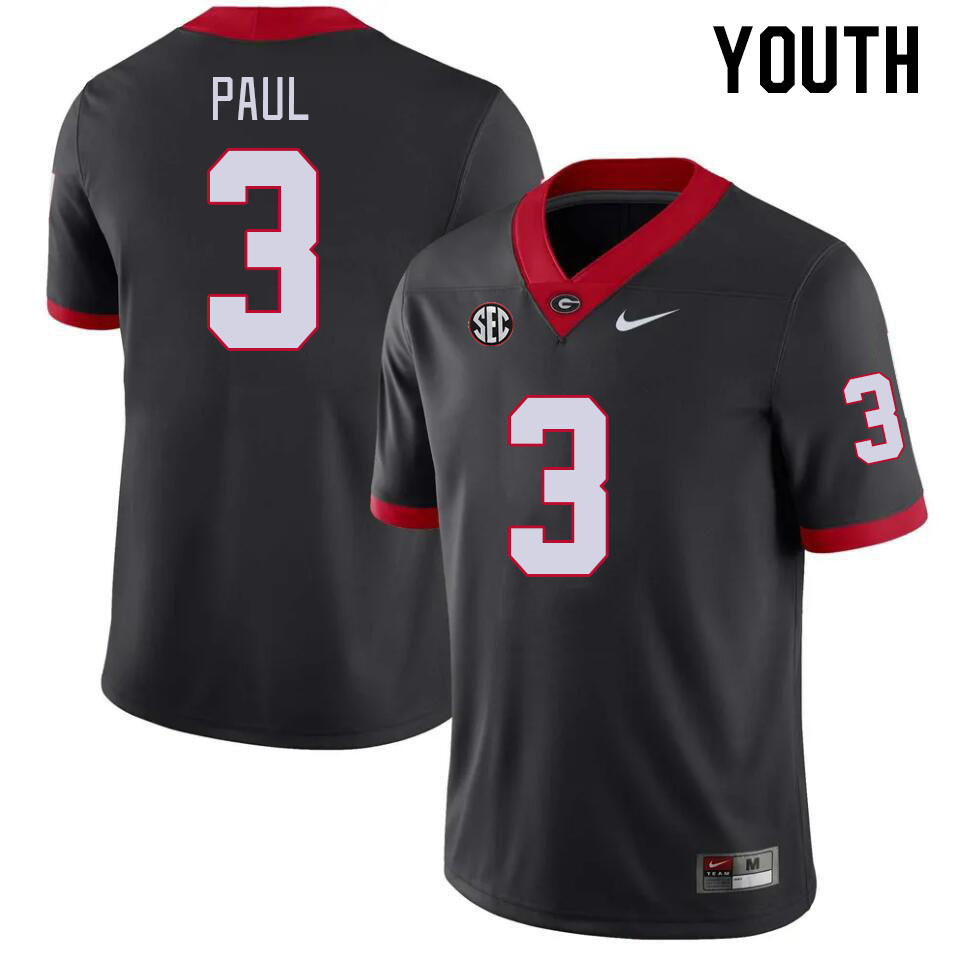 Youth #3 Andrew Paul Georgia Bulldogs College Football Jerseys Stitched-Black - Click Image to Close